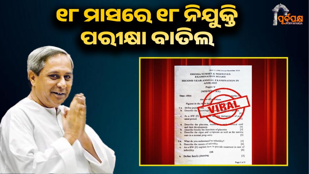 Row over ANM exam cancellation ।। ANM ପରୀକ୍ଷା ବାତିଲକୁ ନେଇ ବିବାଦ; ୧୮ ମାସରେ ୧୮ ନିଯୁକ୍ତି ପରୀକ୍ଷା ବାତିଲ