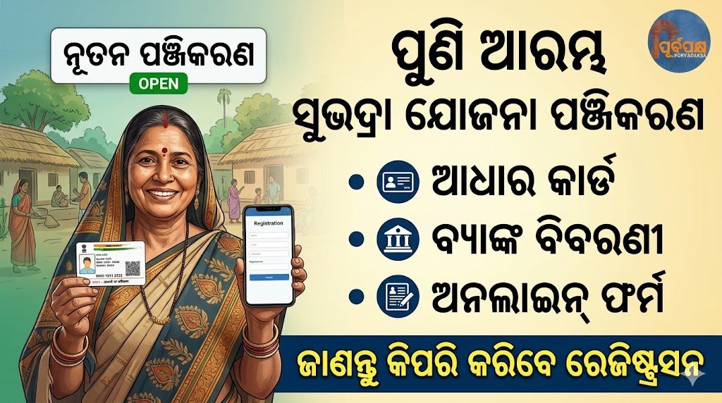ପୁଣି ଆରମ୍ଭ ସୁଭଦ୍ରା ଯୋଜନା ପଞ୍ଜିକରଣ ; ଜାଣନ୍ତୁ କିପରି କରିବେ ରେଜିଷ୍ଟ୍ରସନ || Subhadra Yojana Odisha 2026