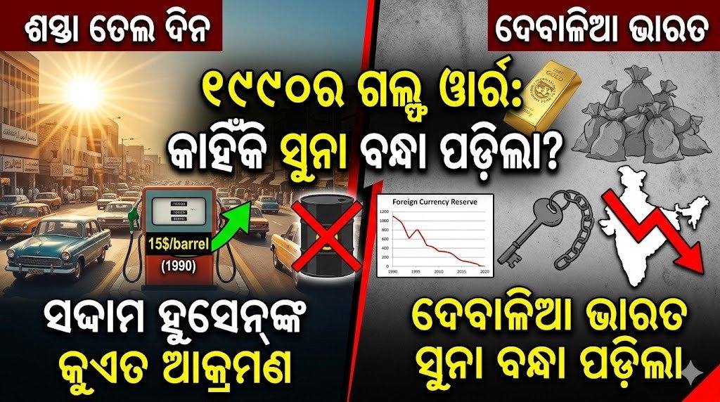 ସୁନା ବନ୍ଧା ପଡ଼ିଲା, ଖାଲି ହେଲା ରାଜକୋଷ: ୧୯୯୦ର ଗଲ୍ଫ ୱାର୍ ଏବଂ ଭାରତର ସେହି ରକ୍ତାକ୍ତ ଅର୍ଥନୈତିକ ସଙ୍କଟ || Gold bonds fell, treasury emptied: The Gulf War of 1990 and India’s bloody economic crisis