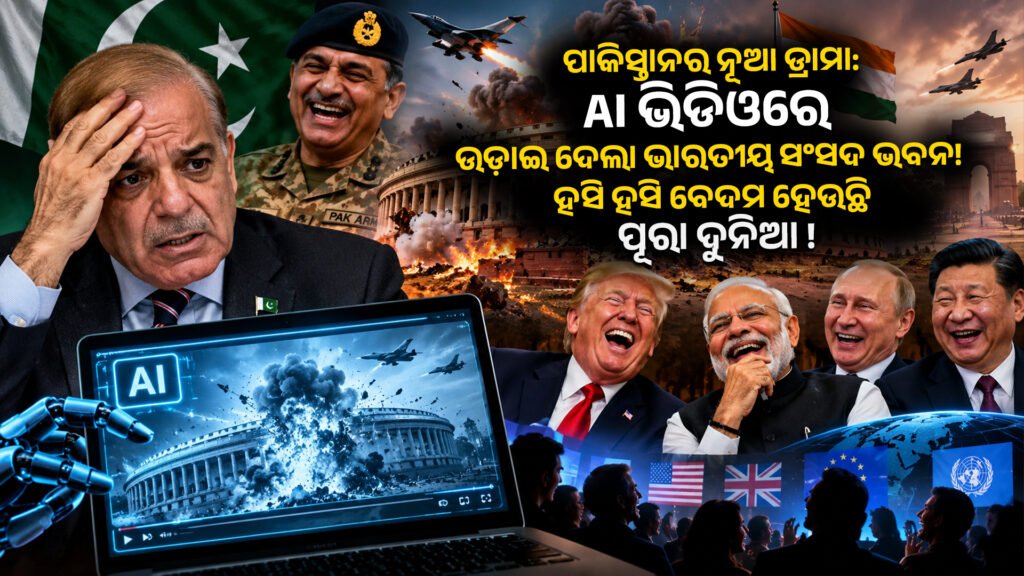 ପାକିସ୍ତାନର ନୂଆ ଡ୍ରାମା: AI ଭିଡିଓରେ ଉଡ଼ାଇ ଦେଲା ଭାରତୀୟ ସଂସଦ ଭବନ! ହସି ହସି ବେଦମ ହେଉଛି ପୂରା ଦୁନିଆ || Pakistan’s new drama: AI blows up Indian Parliament building in video! The whole world is laughing and laughing